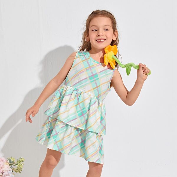 

Toddler Girls Plaid Tiered Layer Smock Dress, Multicolor