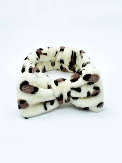 Leopard Bow Decor Bath Headband