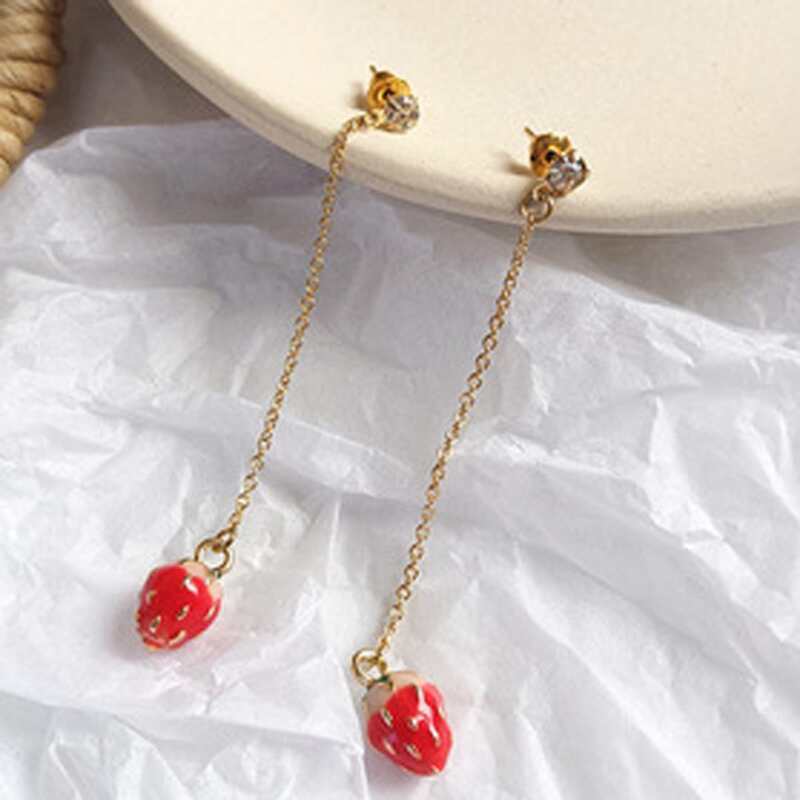 

Strawberry Chain Earrings, Red