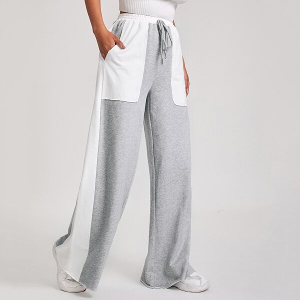 

Raw Hem Colorblock Joggers, Light grey