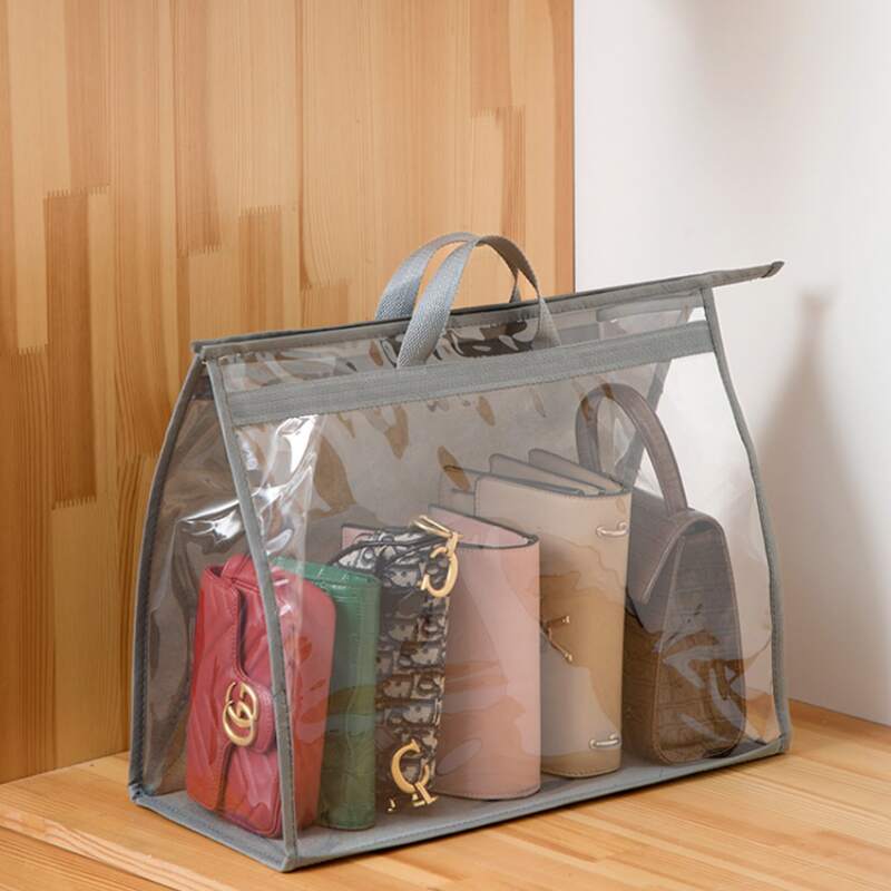 

1pc Clear Handbag Storage Bag, Grey