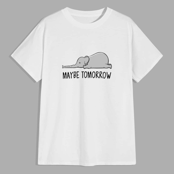 

Men Cartoon And Slogan Graphic Tee, White