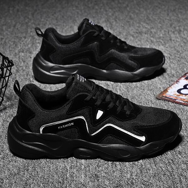 

Men Lace Up Front Mesh Chunky Sneakers, Black