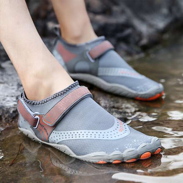 

Men Velcro Strap Water Shoes, Grey