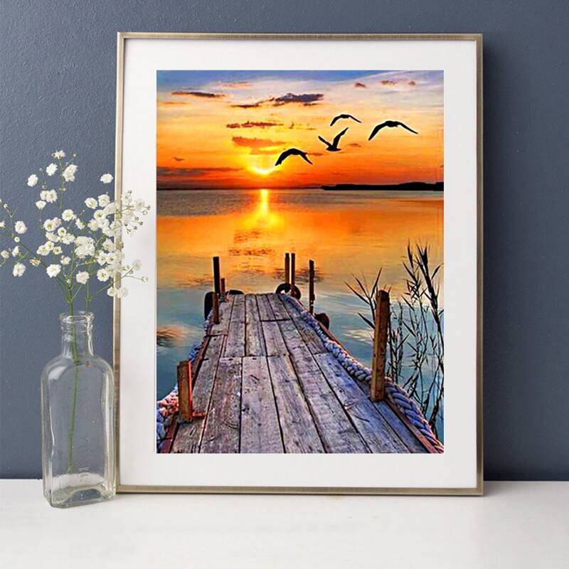

Sunset Print DIY Diamond Painting Without Frame, Multicolor