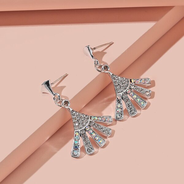 

Rhinestone Decor Drop Earrings, Silver