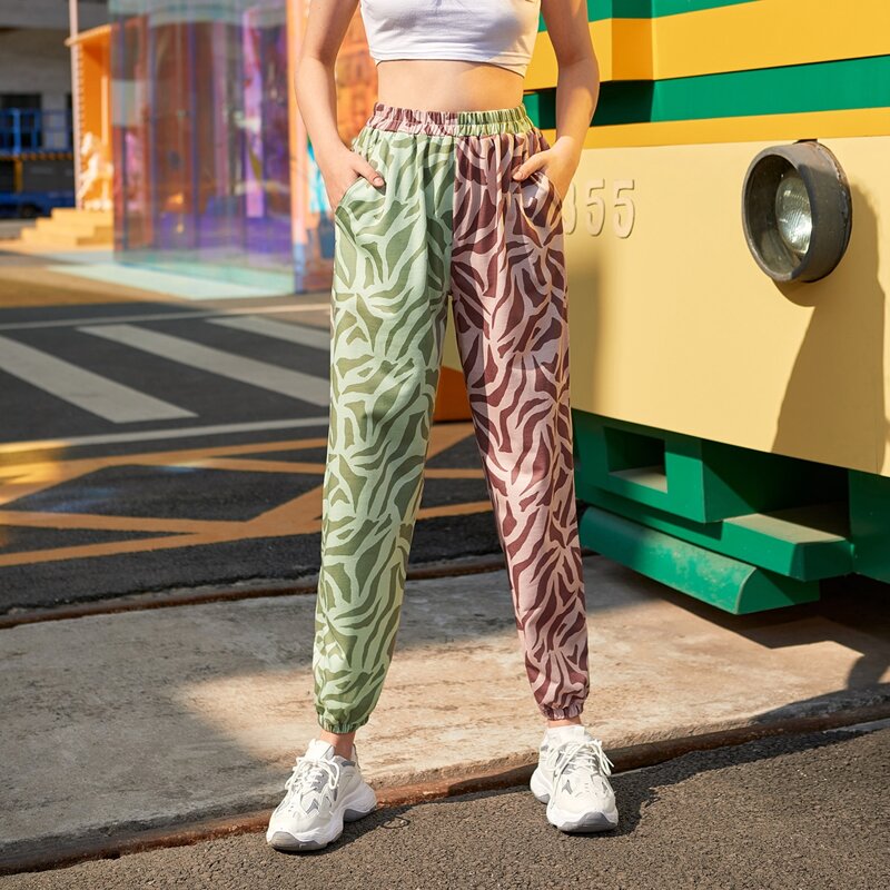 

Two Tone Allover Print Carrot Pants, Multicolor