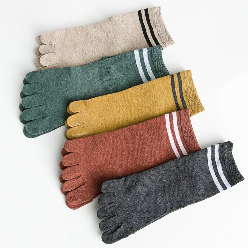 

5pairs Striped Toe Socks, Multicolor