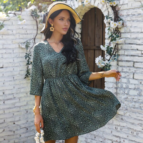 

Allover Print A-line Dress, Multicolor