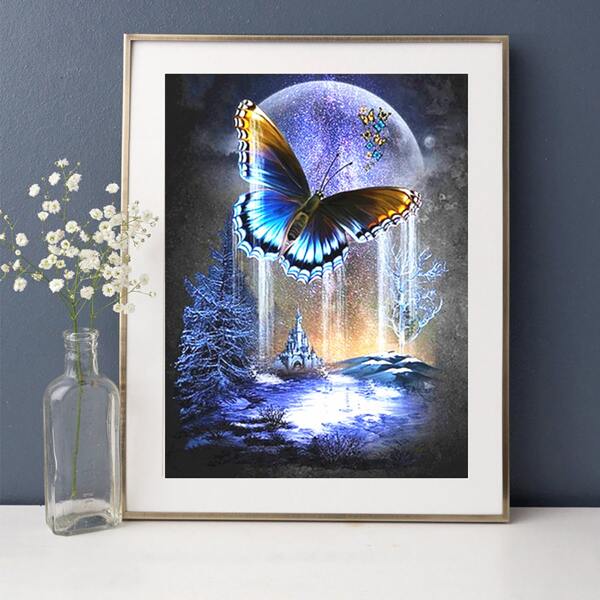 

Butterfly Print DIY Diamond Painting Without Frame, Multicolor