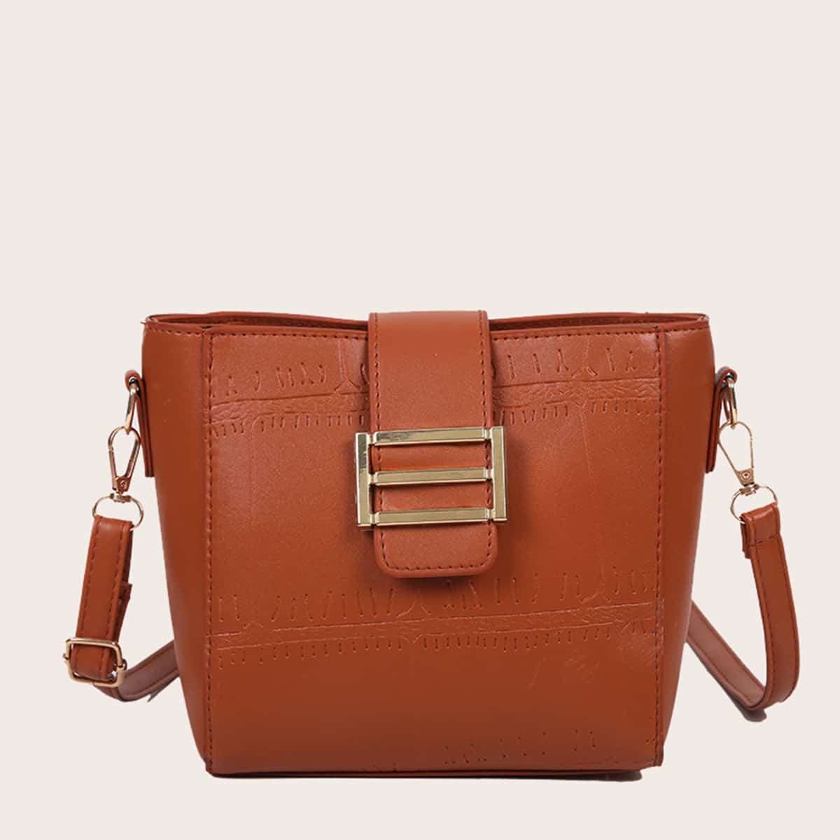 

Buckle Front Crossbody Bag, Brown