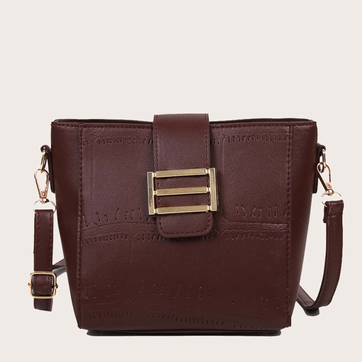 

Buckle Front Crossbody Bag, Chocolate brown