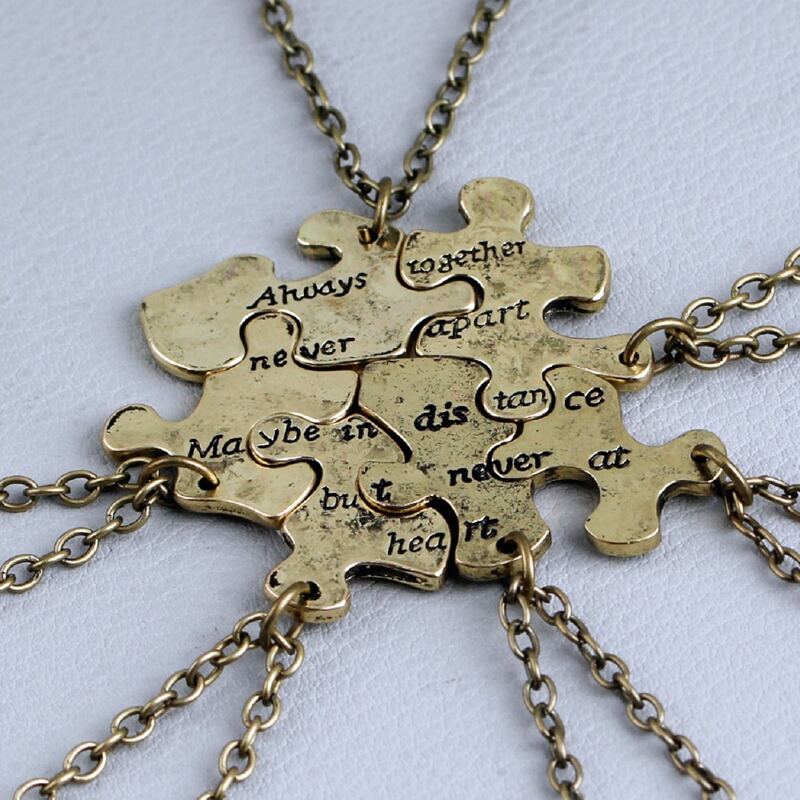 

6pcs Letter Engraved Charm Necklace, Bronze