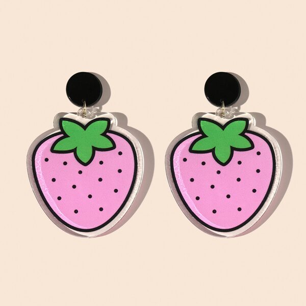

Acrylic Strawberry Drop Earrings, Pink