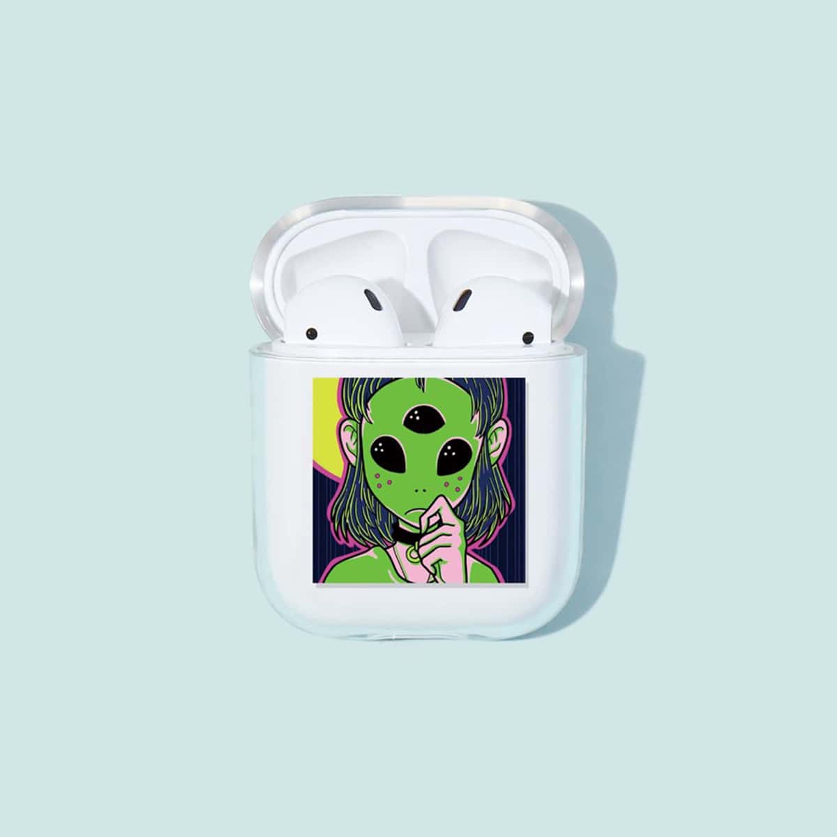 

Alien Girl Print AirPods Case, Clear