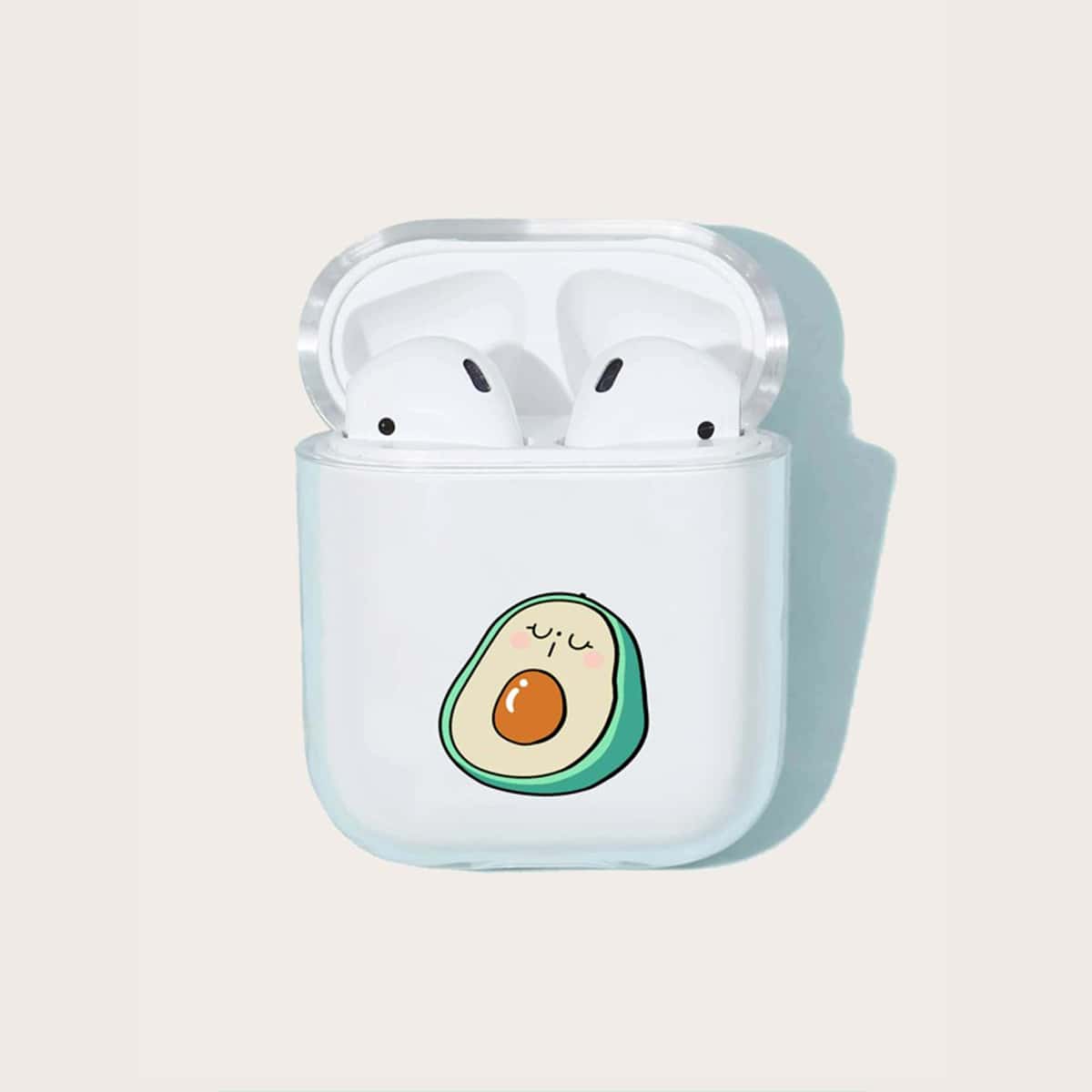 

Cartoon Avocado AirPods Case, Clear