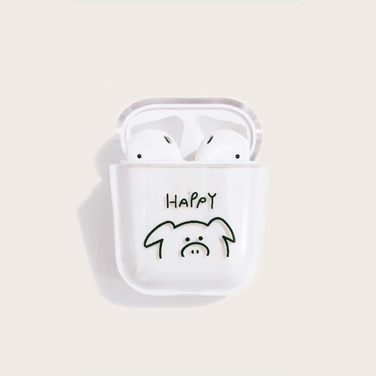 

Cartoon Pig AirPods Case, Clear