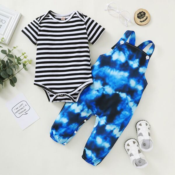 

Baby Boy Stripe Bodysuit & Tie Dye Jumpsuit, Multicolor