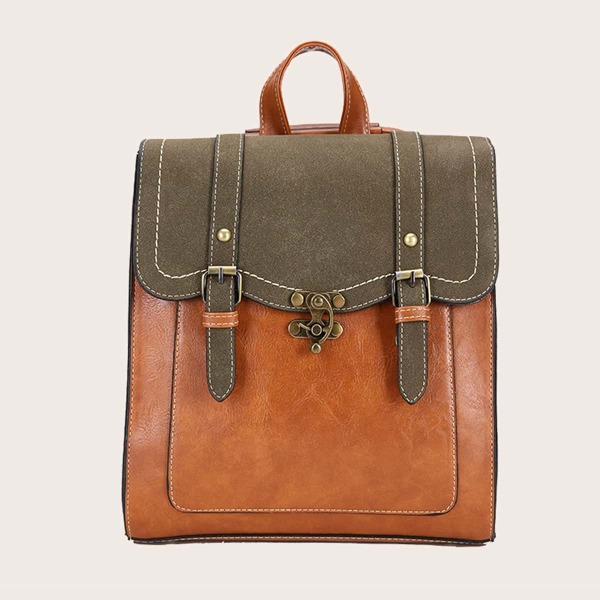 

Two Tone Flap Backpack, Brown