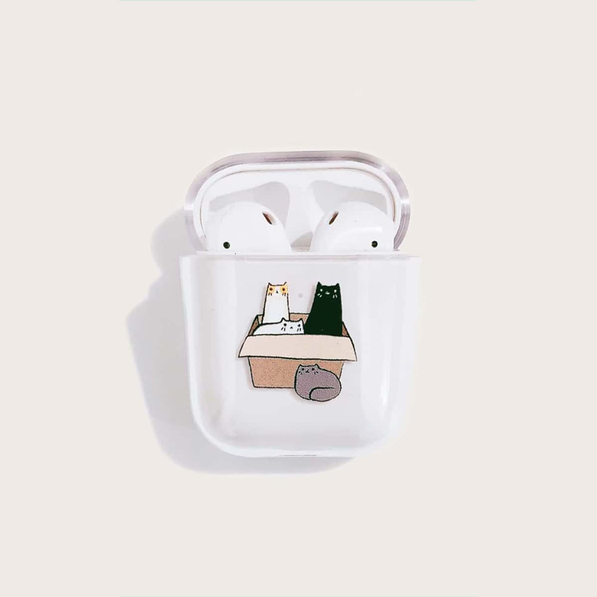 

Cat Print AirPods Case, Clear