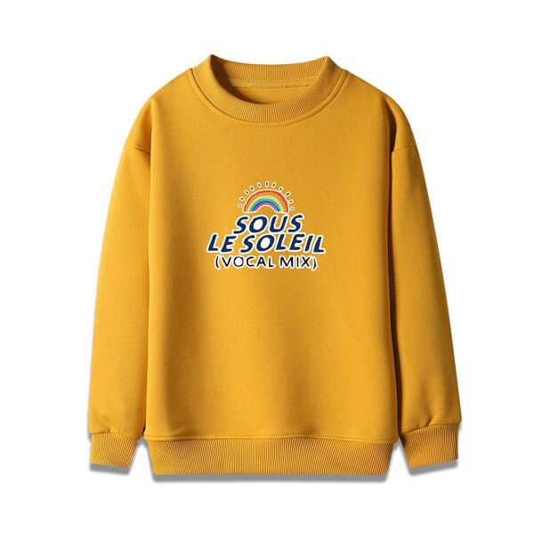 

Boys Letter & Rainbow Print Pullover, Mustard yellow