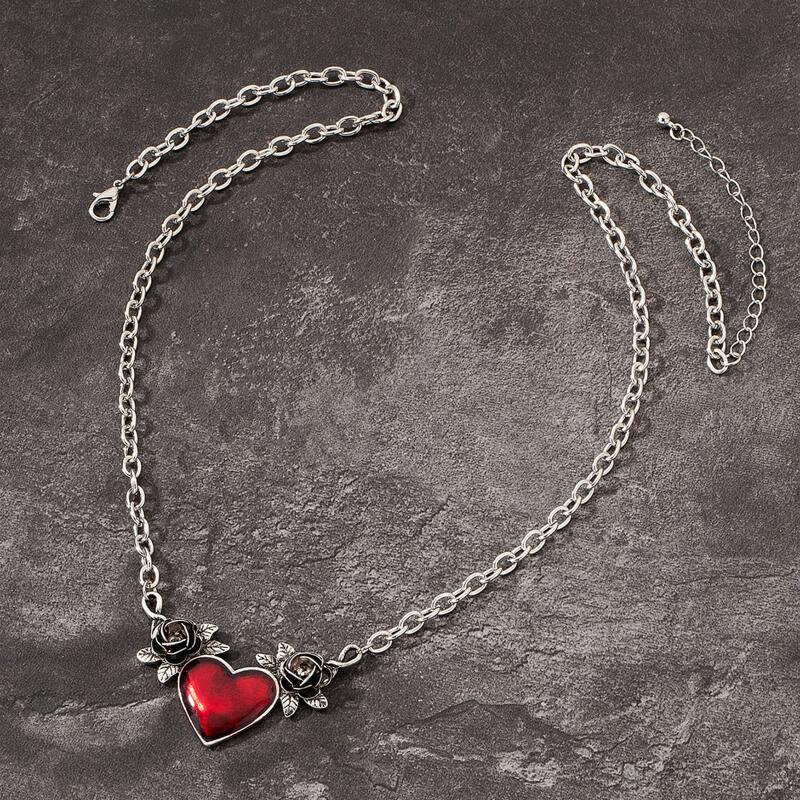 

Guys Heart Charm Necklace, Antique silver