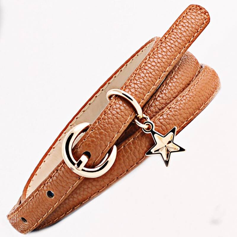 

Star Charm Skinny Belt, Camel