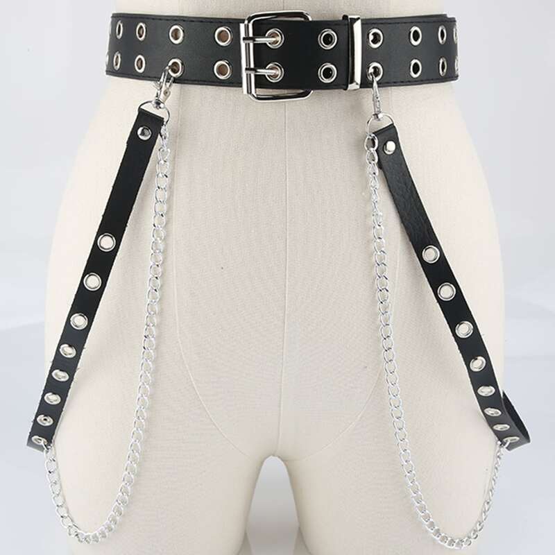 

Grommet Belt With Pants Chain, Black