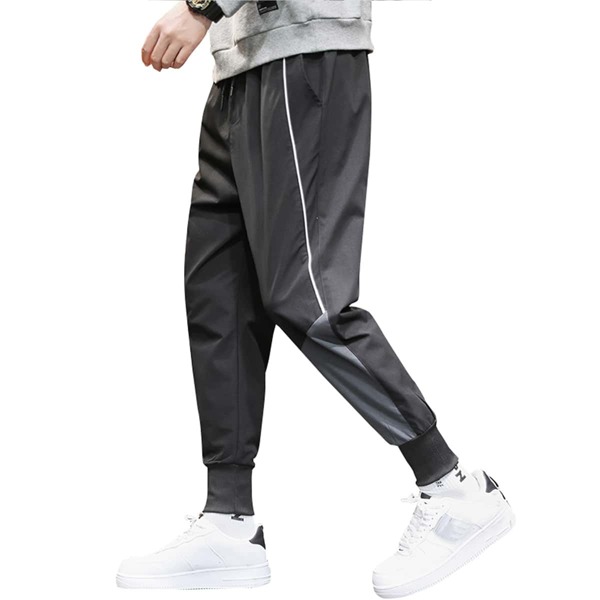 

Men Flap Pocket Contrast Binding Cargo Pants, Black