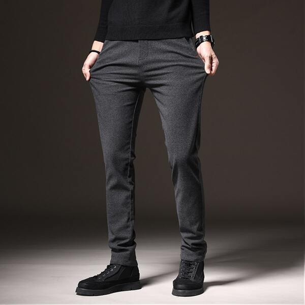 

Men Solid Slant Pocket Pants, Dark grey