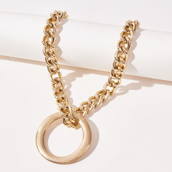 

Round Charm Chain Necklace, Gold
