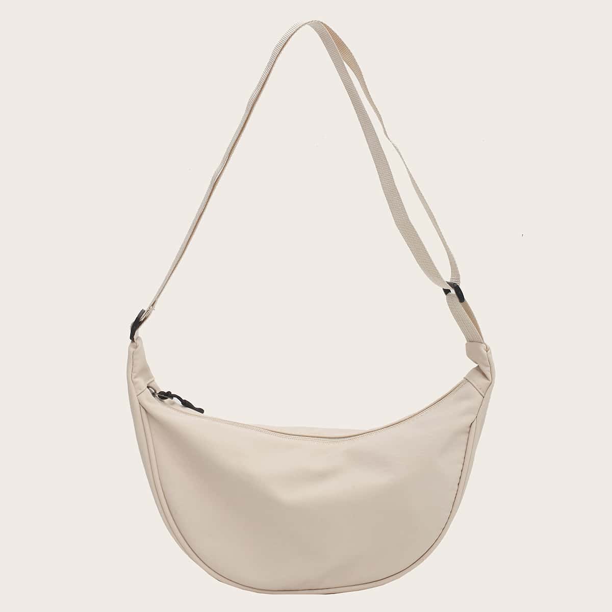 

Solid Crossbody Hobo Bag, Beige