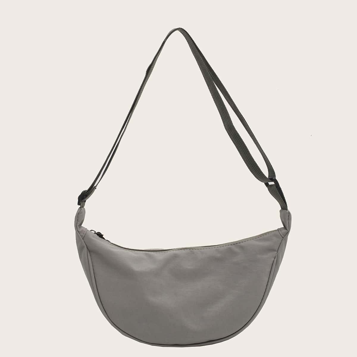 

Solid Crossbody Hobo Bag, Grey