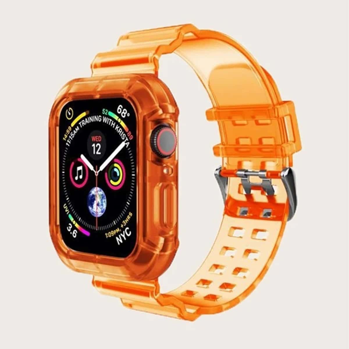 

Clear TPU Apple Watch Band With Case, Orange