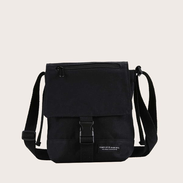 

Men Release Buckle Decor Crossbody Bag, Black