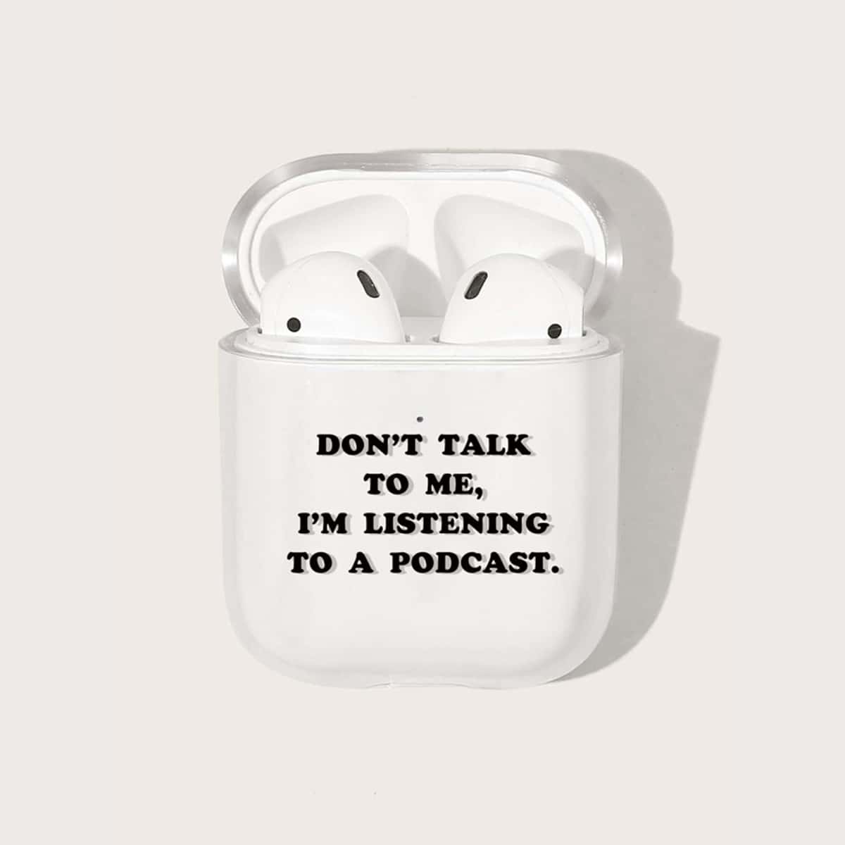 

Slogan Print Clear AirPods Case