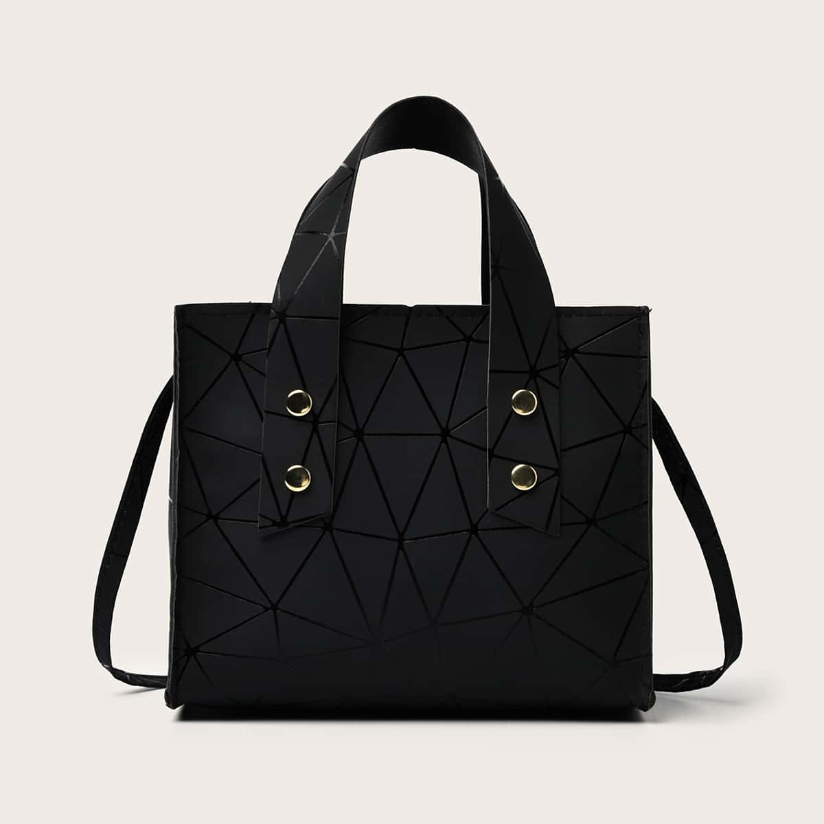 

Geo Graphic Satchel Bag, Black