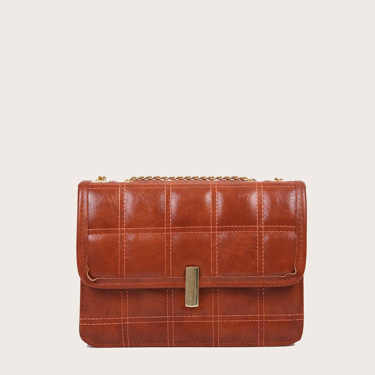 

Quilted Flap Bag, Brown