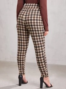SHEIN Essnce 大碼交疊腰格紋褲子 - 彩色 - 查看 2