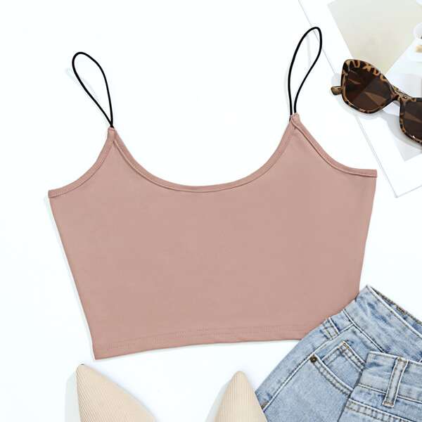 

Crop Slim Cami Top, Dusty pink