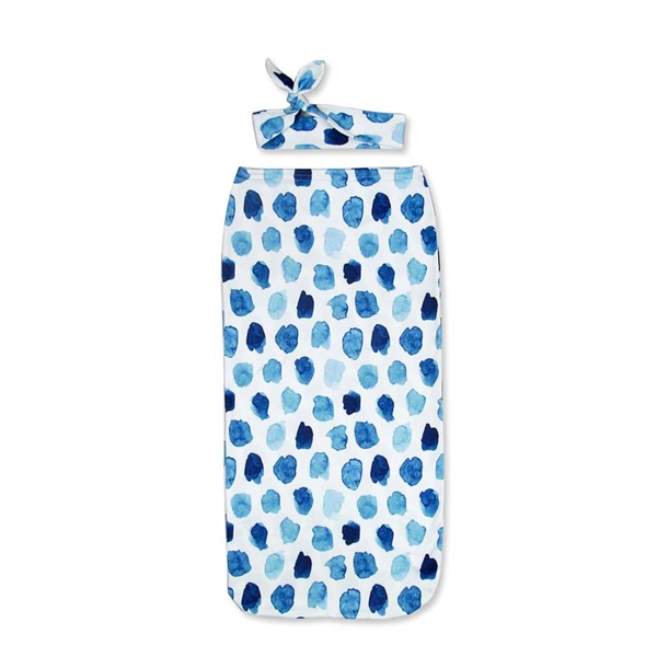 

Baby Unisex Allover Print Sleep Bag With Headband, Blue and white