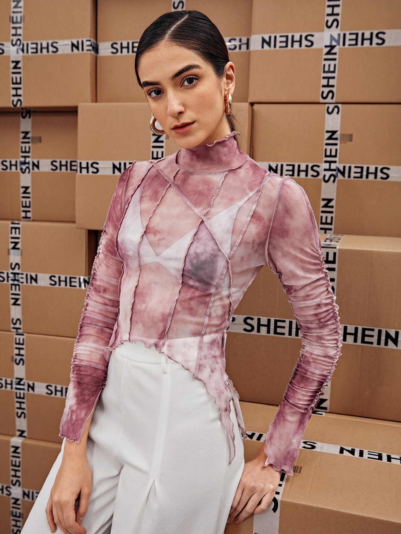 SHEIN Tops de mujeres Drapeado Tie-Dye Sexy | Mode de Mujer | SHEIN España