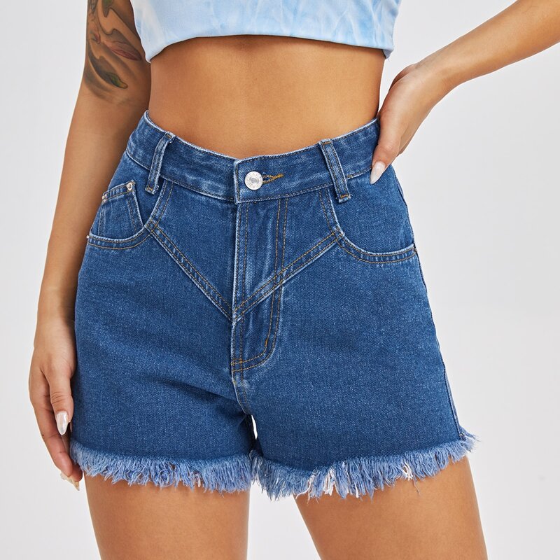 

Raw Hem Denim Shorts, Medium wash