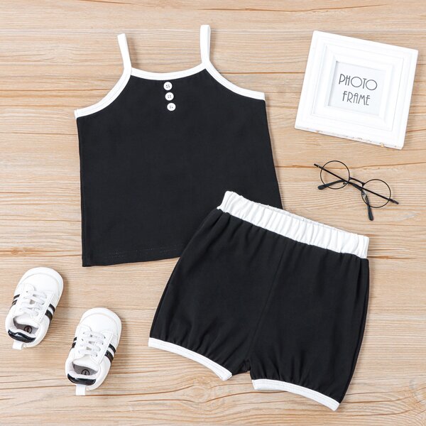 

Toddler Girls Binding Cami Top & Shorts, Black