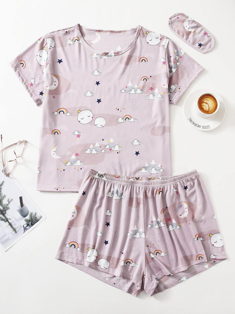 Conjunto de pijama con estampado de galaxia - Rosa vieja - Ver 1