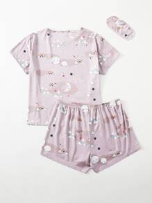 Conjunto de pijama con estampado de galaxia - Rosa vieja - Ver 2