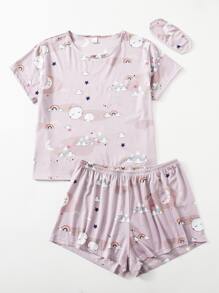 Conjunto de pijama con estampado de galaxia - Rosa vieja - Ver 4