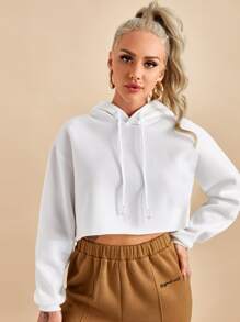 SHEIN Essnce Capucha corta con cordón térmica - Blanco - Ver 1