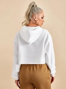 SHEIN Essnce Capucha corta con cordón térmica - Blanco - Ver 2