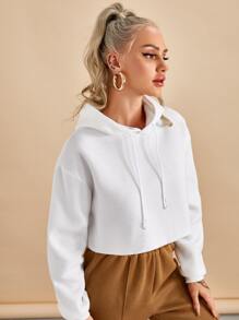 SHEIN Essnce Capucha corta con cordón térmica - Blanco - Ver 4